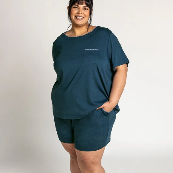 NEW ❤️ 2 Piece UNDERSTANCE Short Pajama Set in INK BLUE. Super Comfy Size XL - Picture 1 of 9